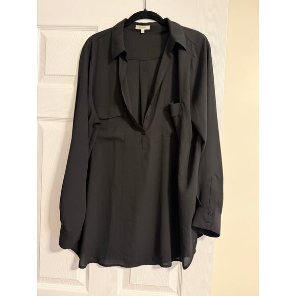 Pleione Black half button blouse size XL - Picture 1 of 3